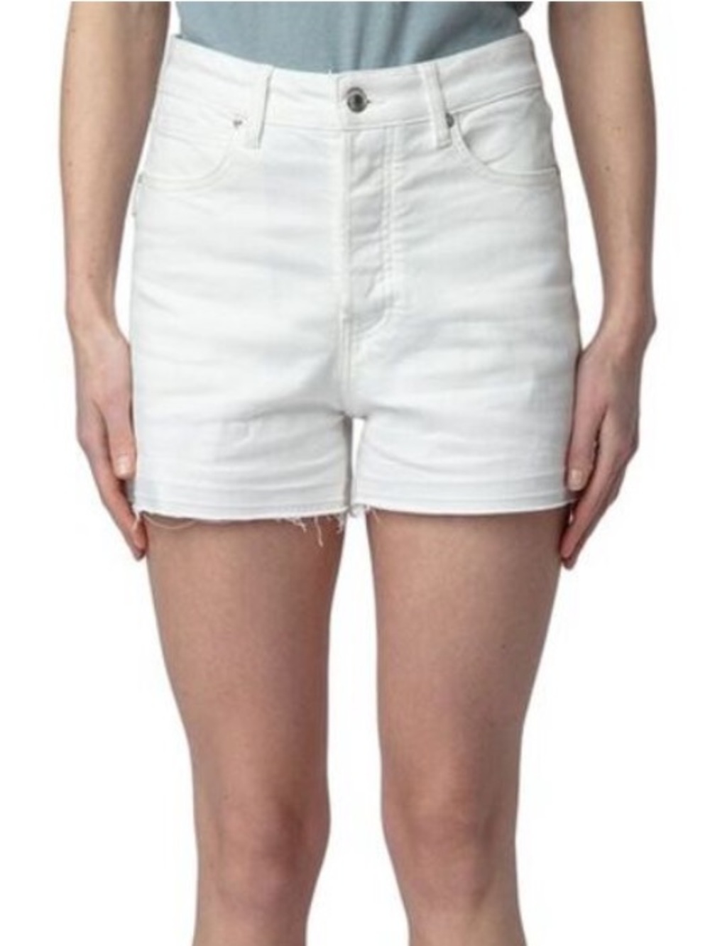 NWT Zadig & Voltaire Sissi Denim Cut Off Jean Shorts White Sz 42